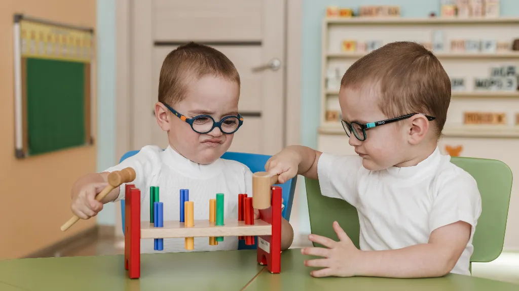 Two Children Engaged in Playful Learning