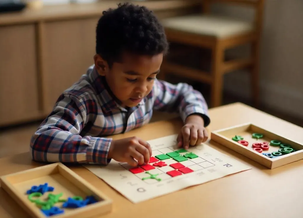 Young Boy Engaged in Colorful Game